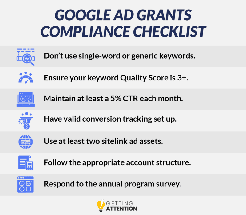 Follow this compliance checklist to keep your Google Ad Grants account in good standing.